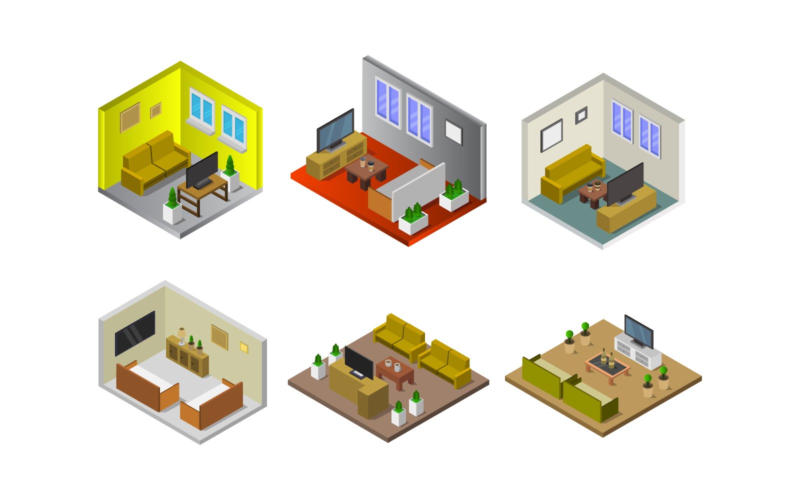 Isometric Lounge Room Set - Vector Image