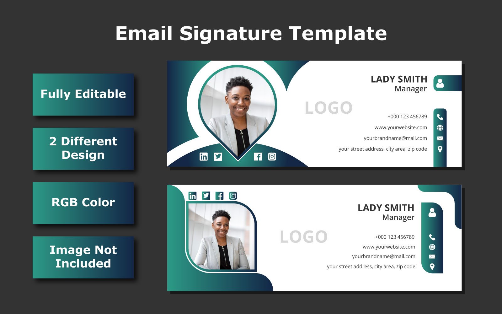 Email Signature Template - Vector Image