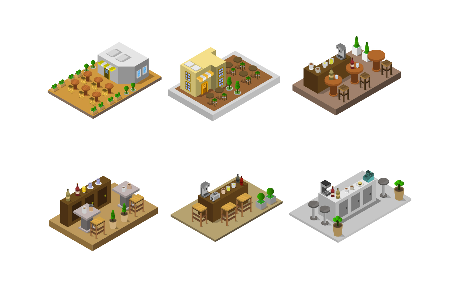 Isometric Restaurant Set - Vector Image