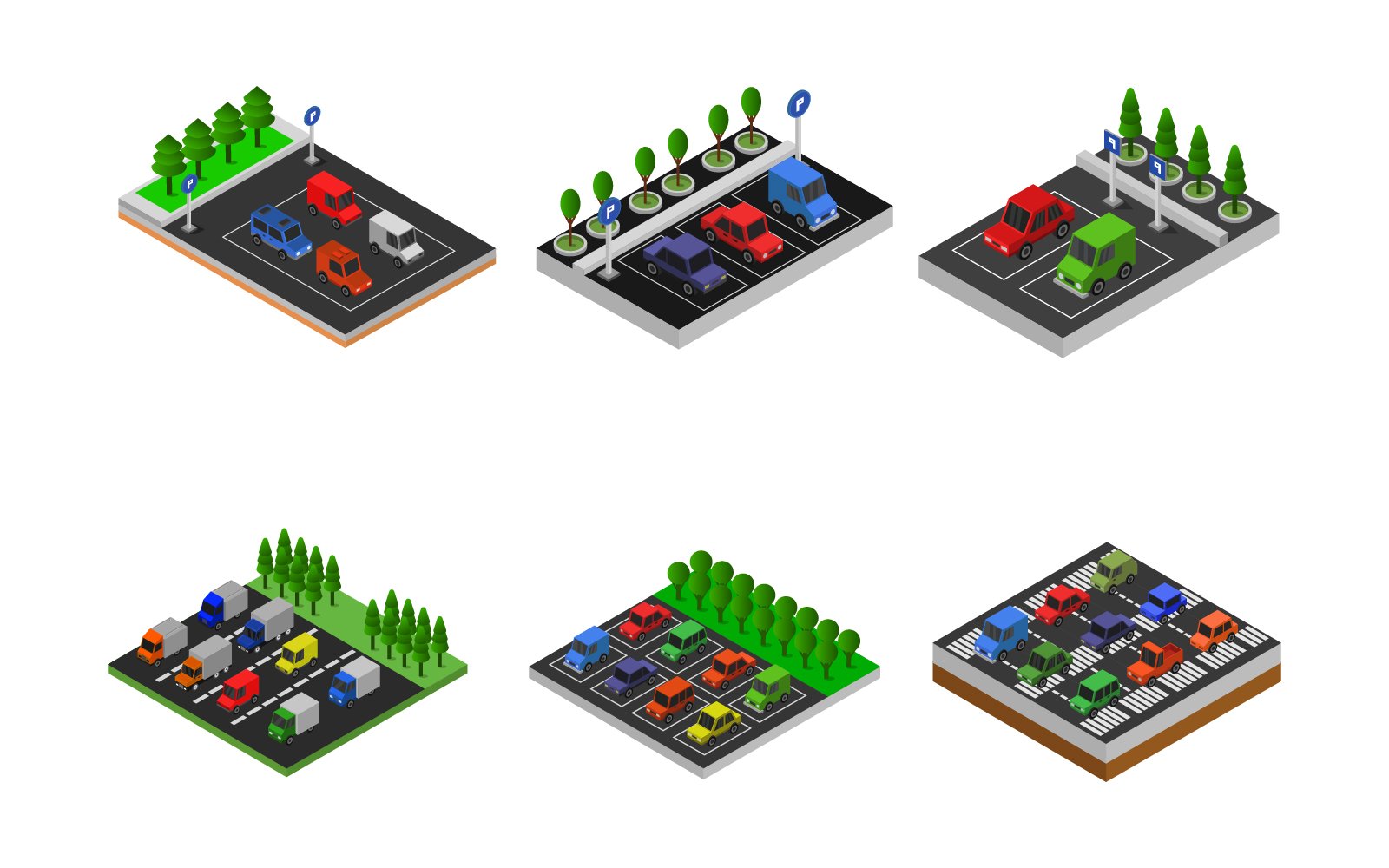 Isometric Parking Set - Vector Image