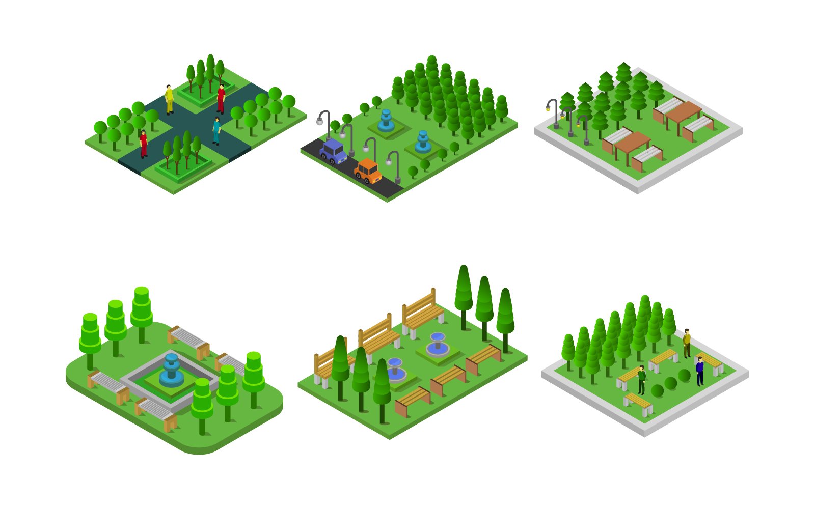 Isometric Park Set - Vector Image