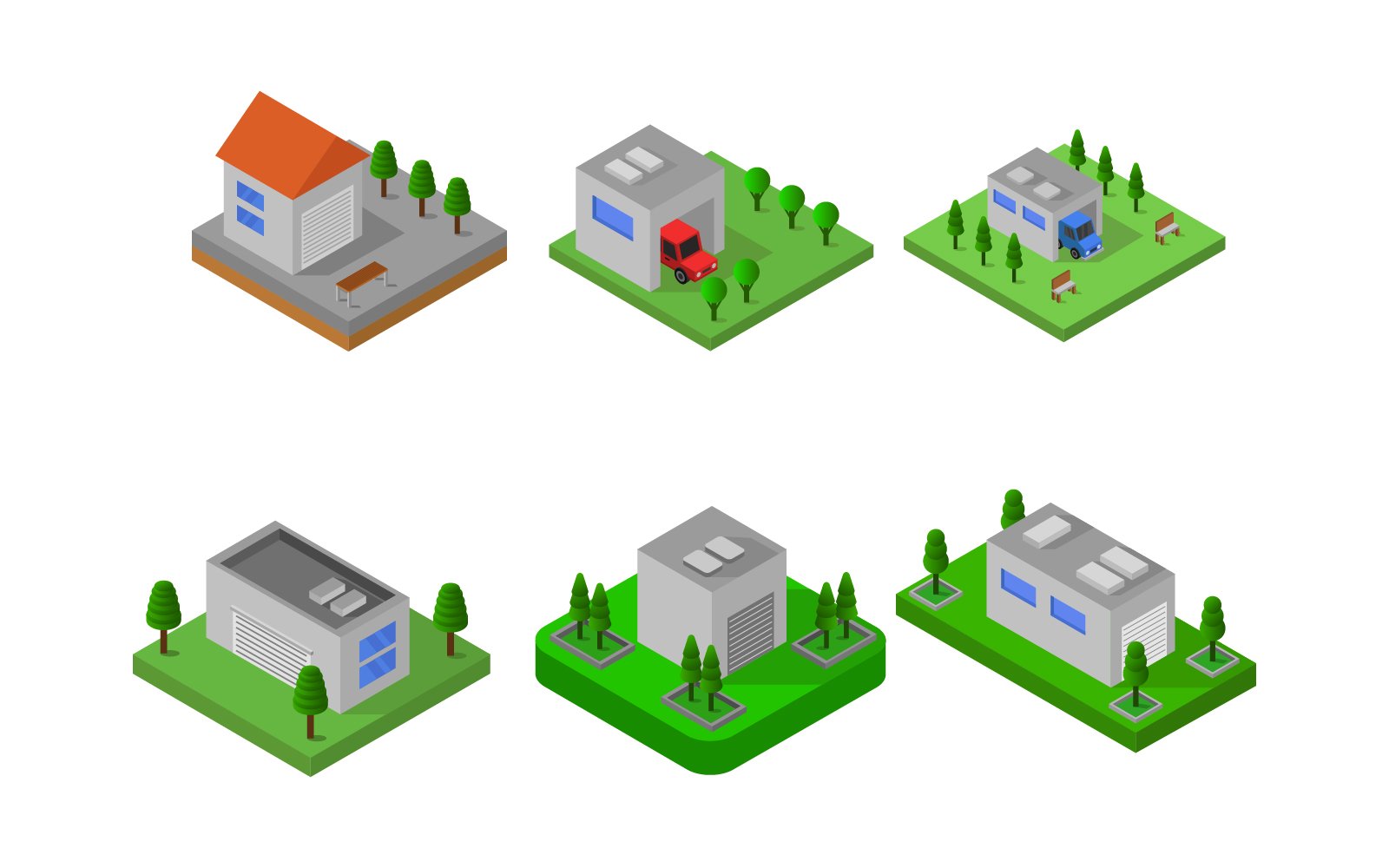 Isometric Garage Set - Vector Image