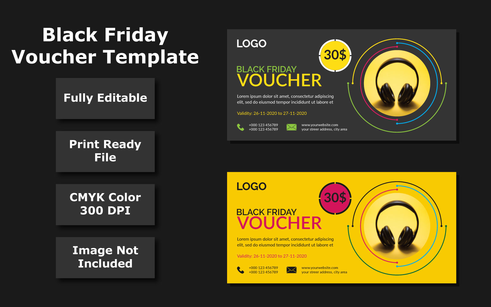 Black Friday Discount Voucher Template - Vector Image