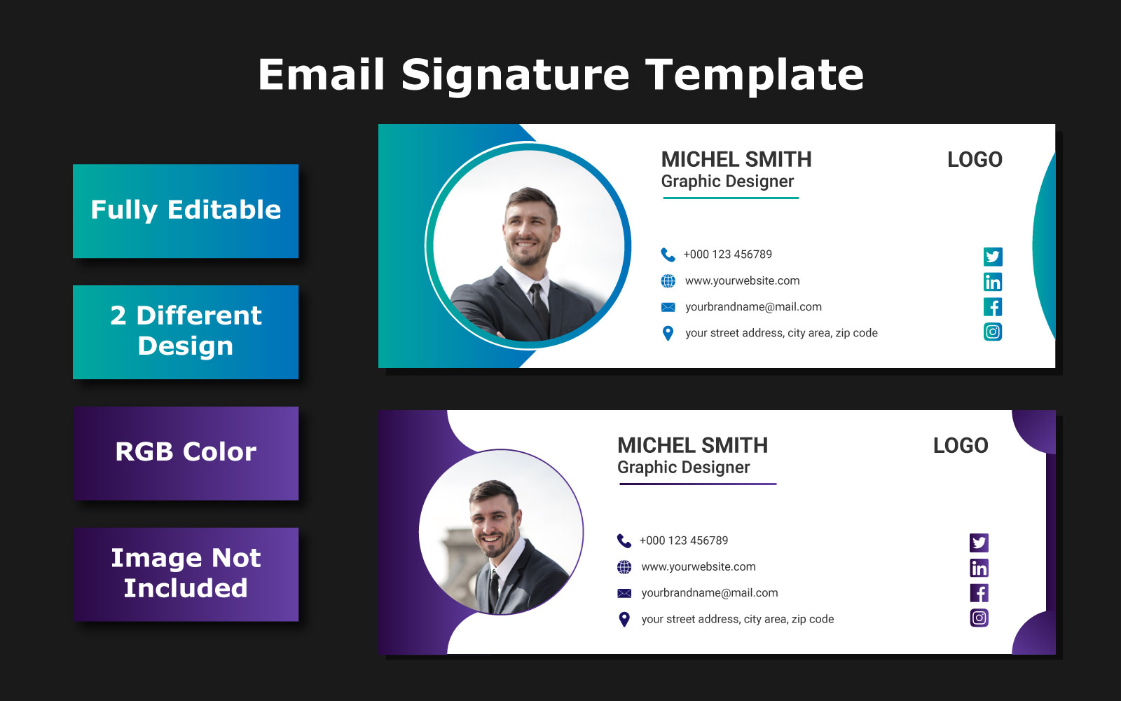 Email Signature Template - Vector Image