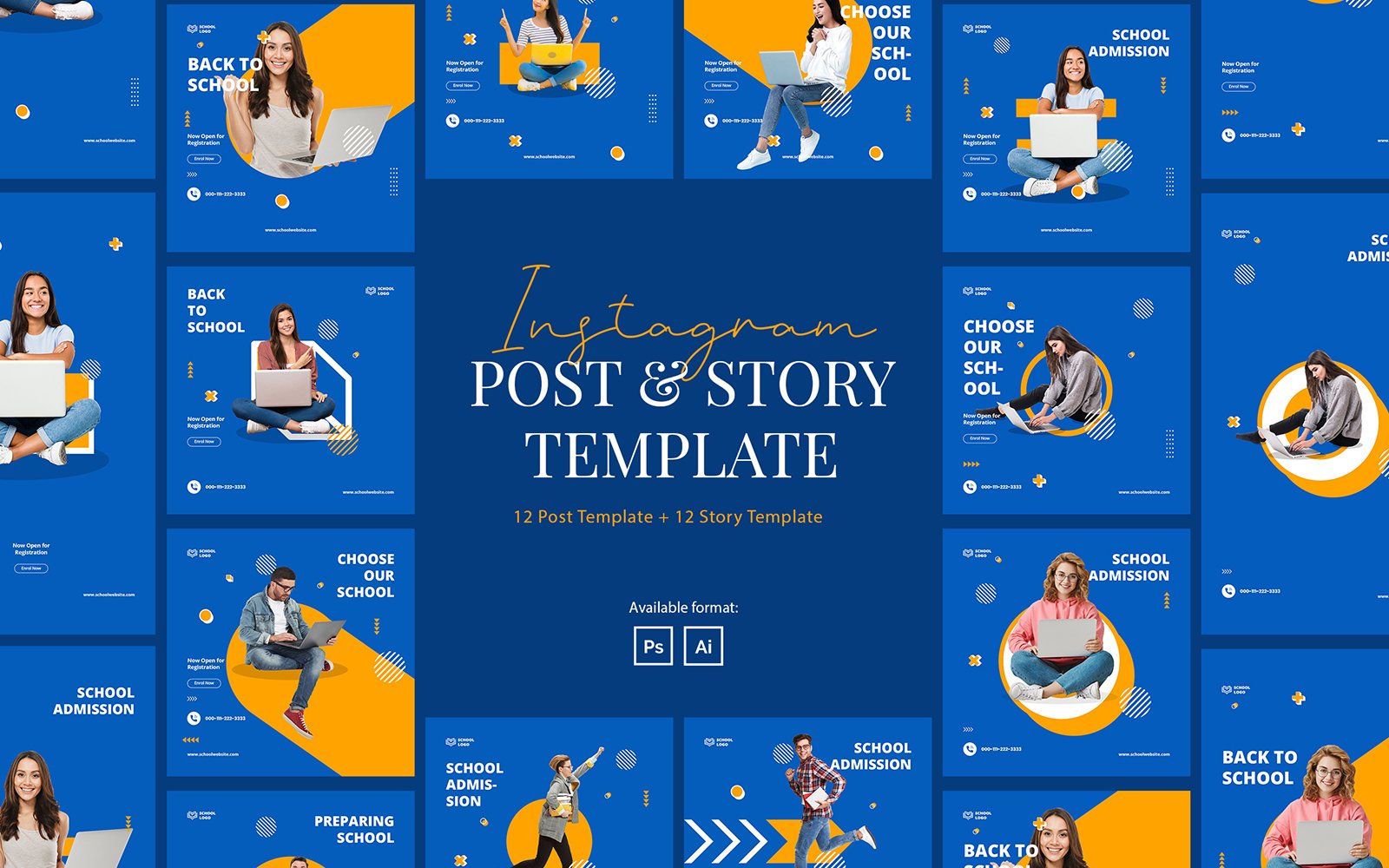 Back to School Instagram Post Story Template for Social Media