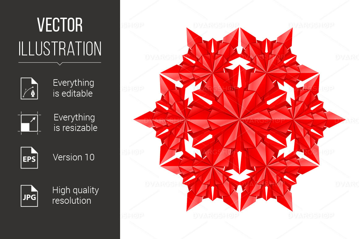 Red Paper Snowflake - Vector Image