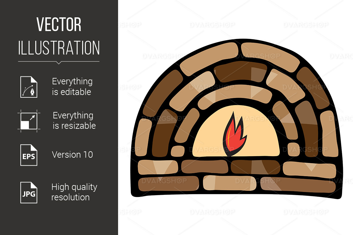 Abstract Painted Fireplace - Vector Image