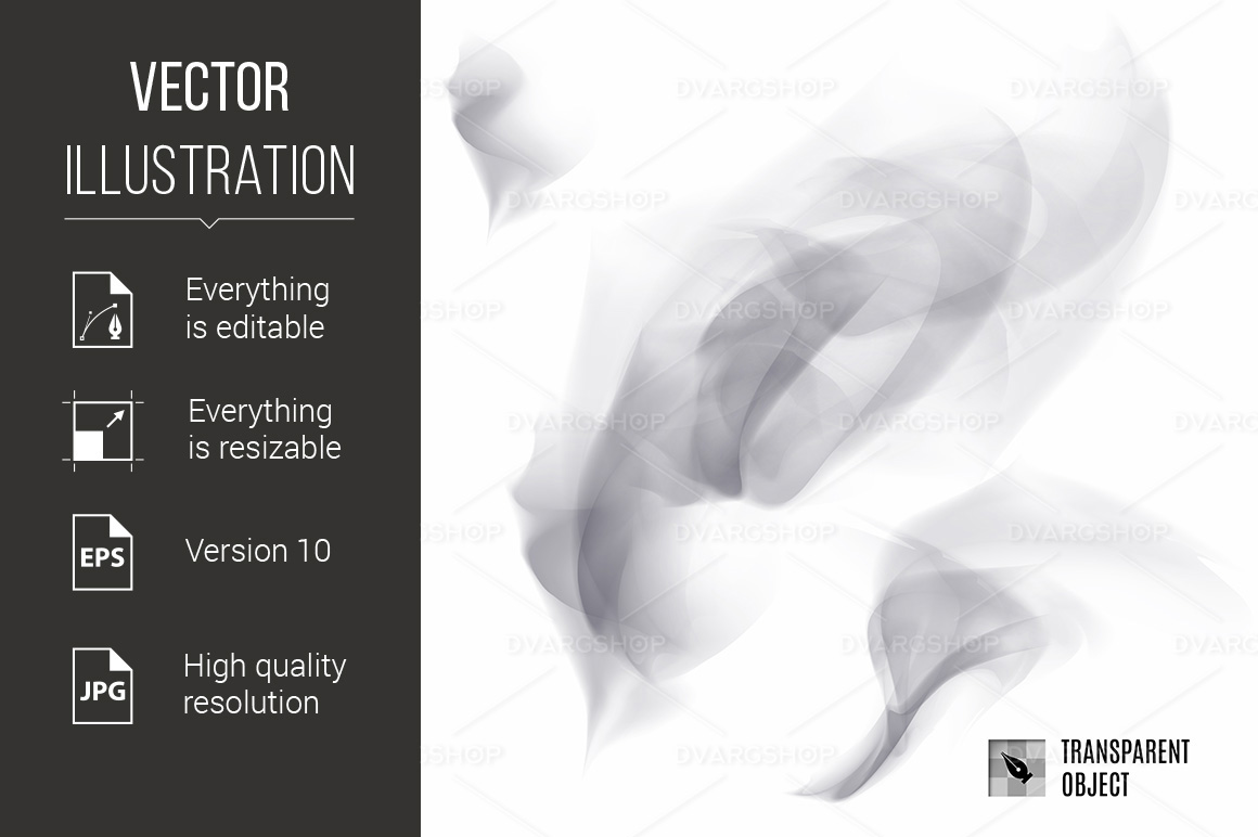 Smoke Transparent Texture on White - Vector Image