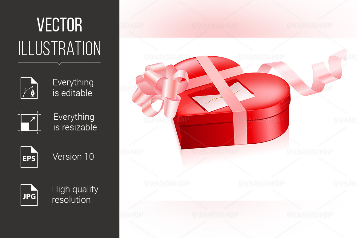 Red Box in Heart Shape - Vector Image