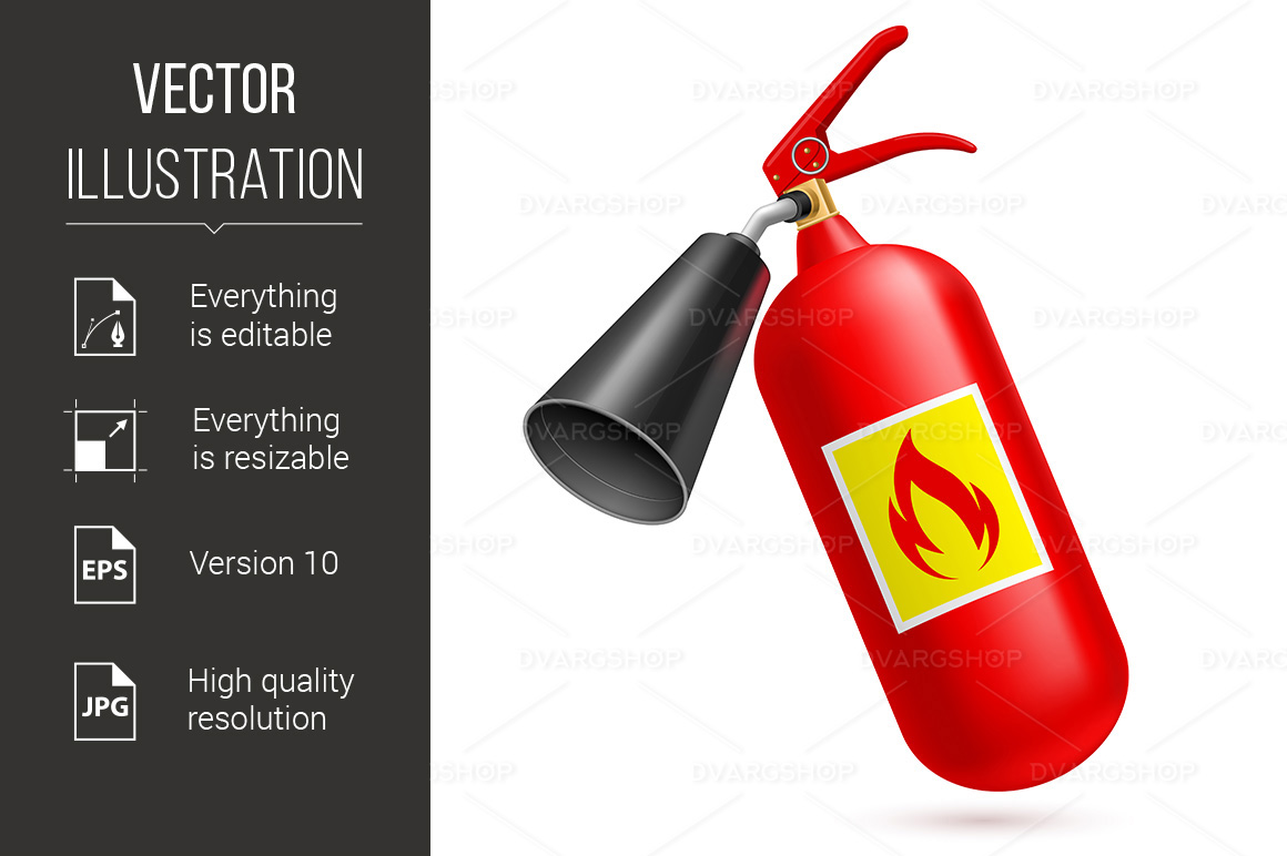 Red Fire-Extinguisher Isolated on White Background - Vector Image