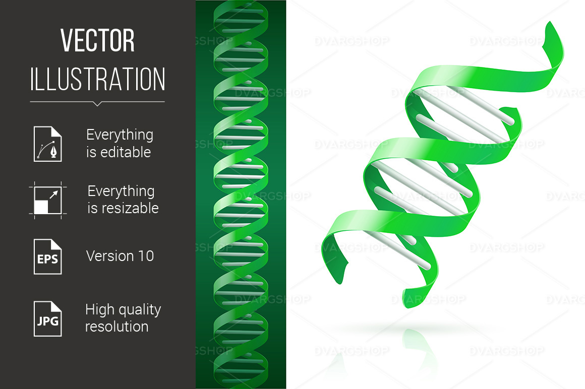 Green DNA Background - Vector Image