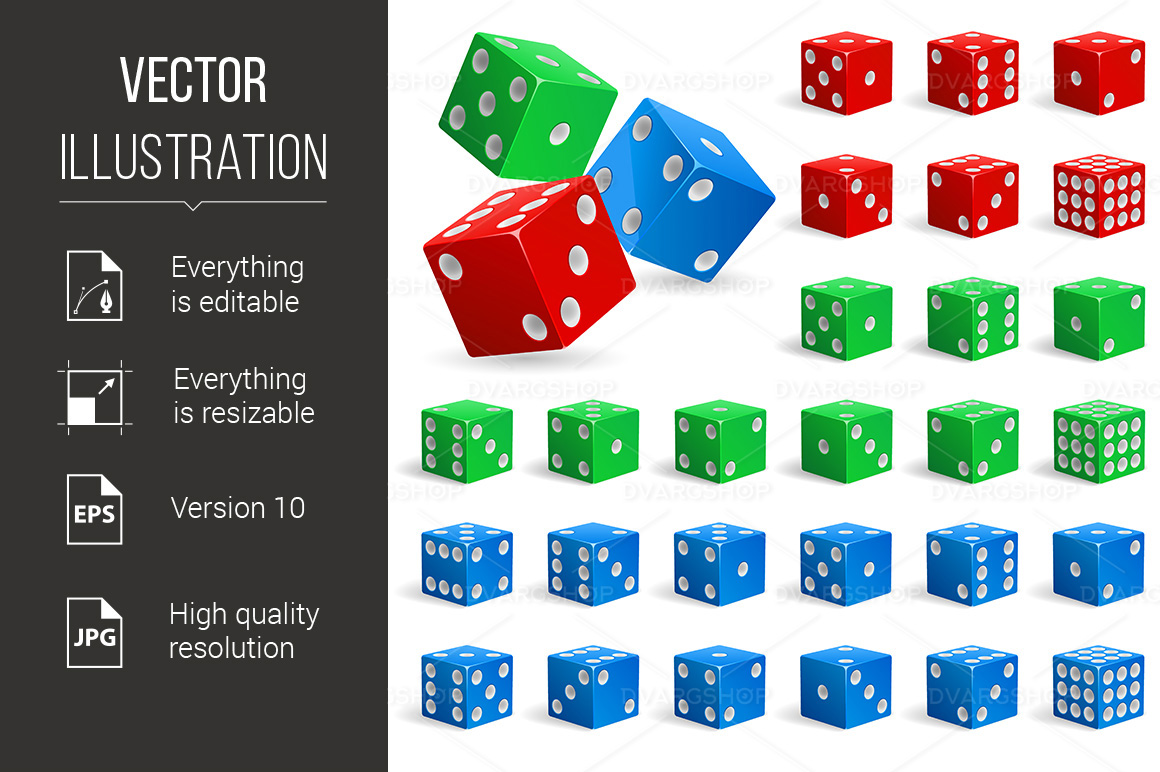 Set of Realistic Dice - Vector Image