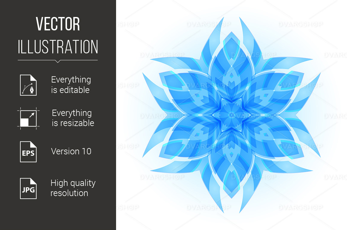 Light Blue Hexagonal Snowflake - Vector Image