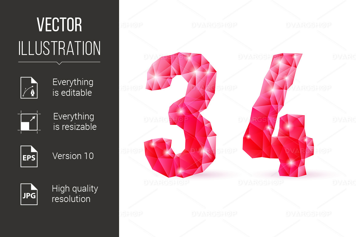 Ruby Polygonal Font - Vector Image