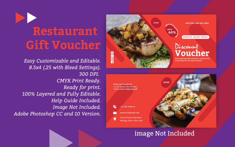 Restaurant Gift Voucher - Vector Image