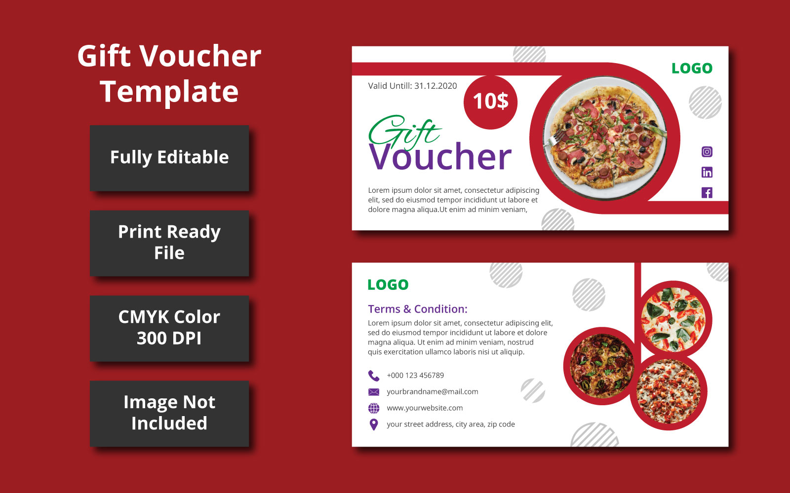 Restaurant Gift Voucher Template - Vector Image