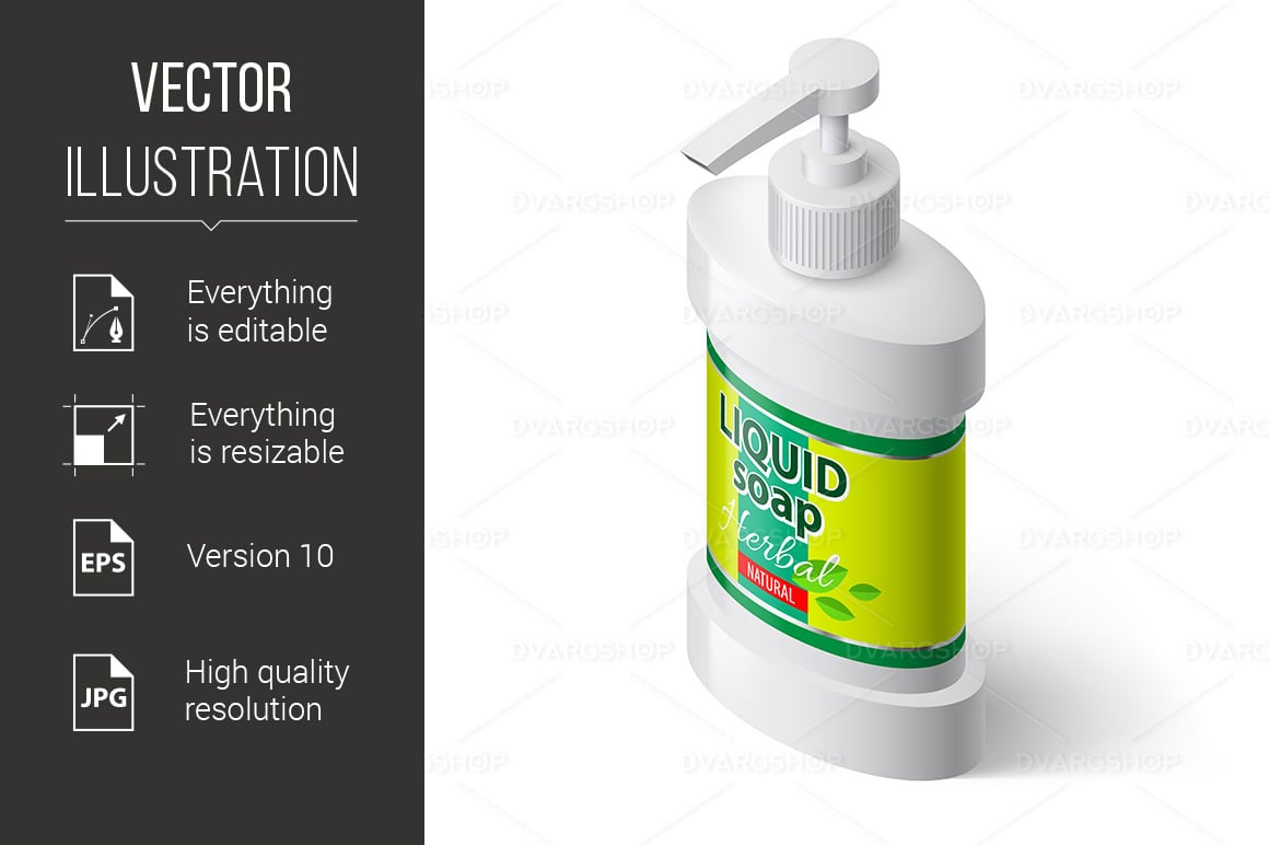 Liquid Soap Isometric - Vector Image