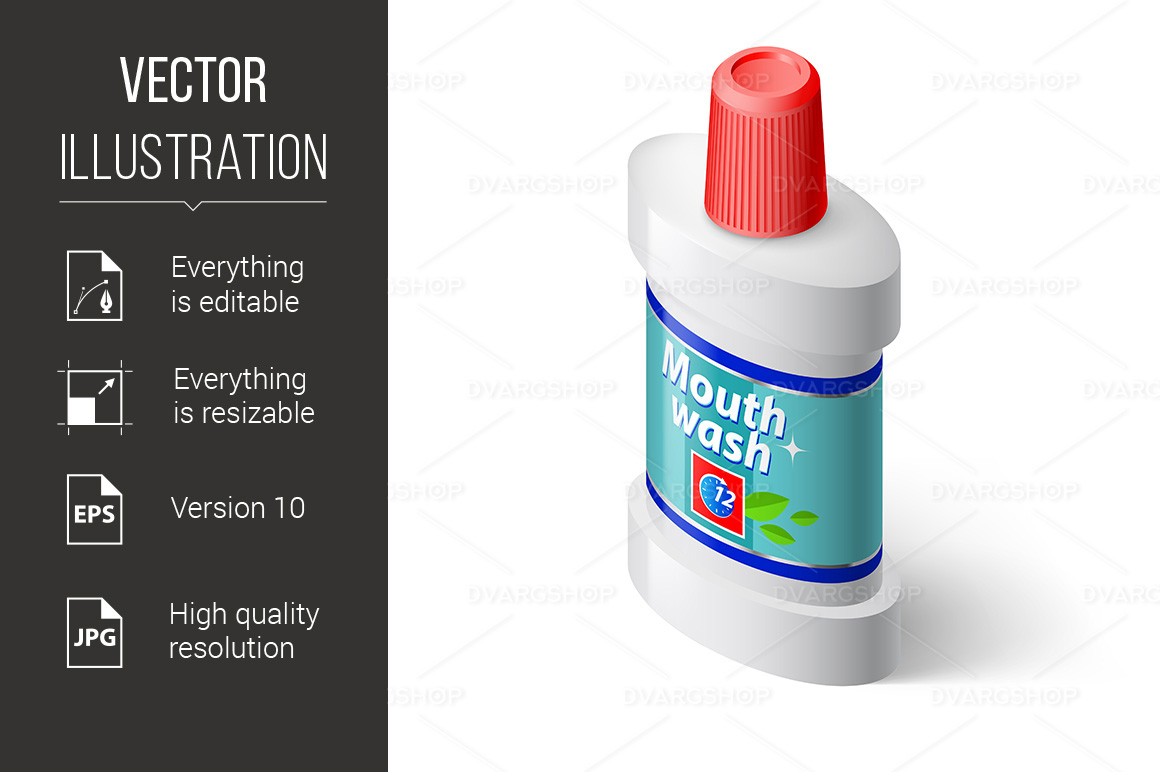 Isometric Bottle of Mouthwash - Vector Image