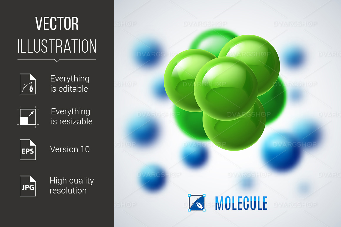 Green and Blue Molecular Structure - Vector Image