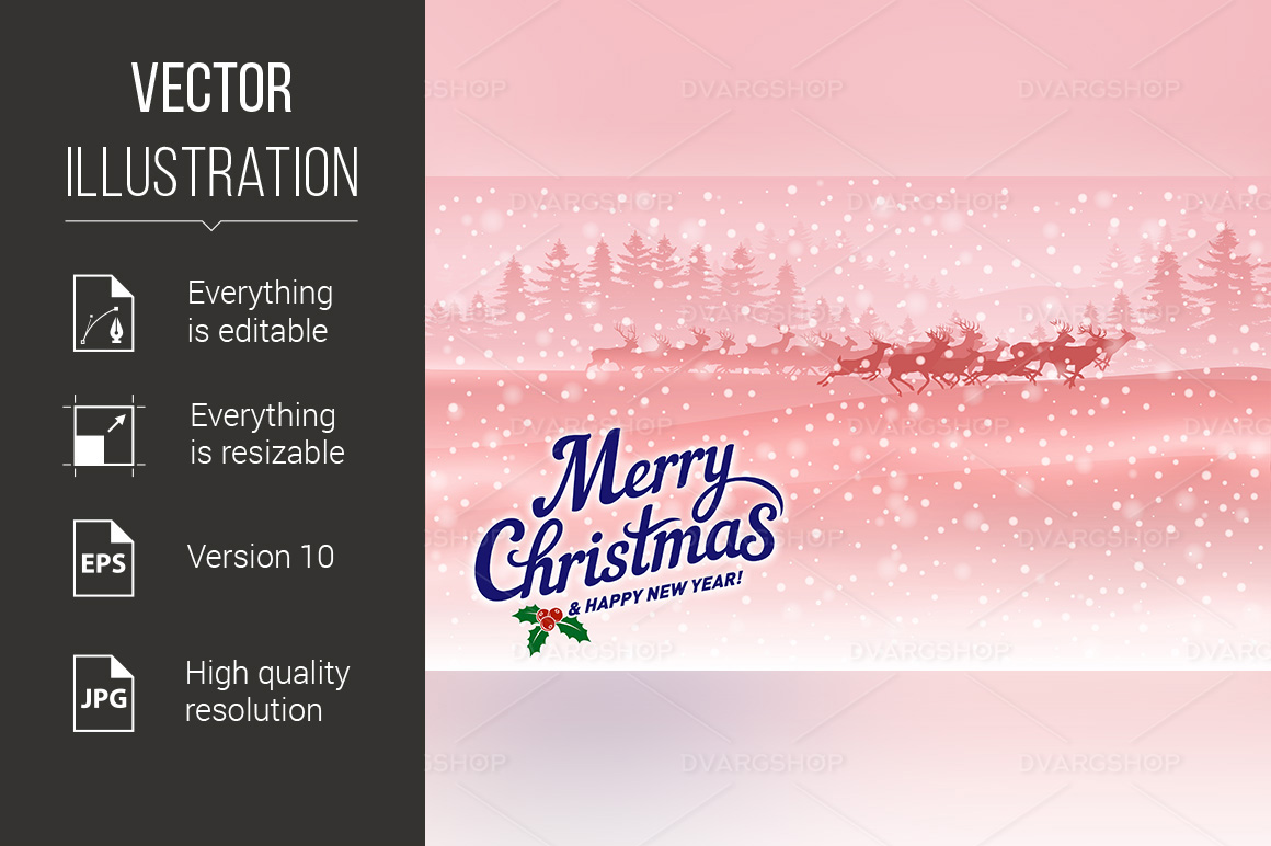 Christmas Greeting Card - Vector Image