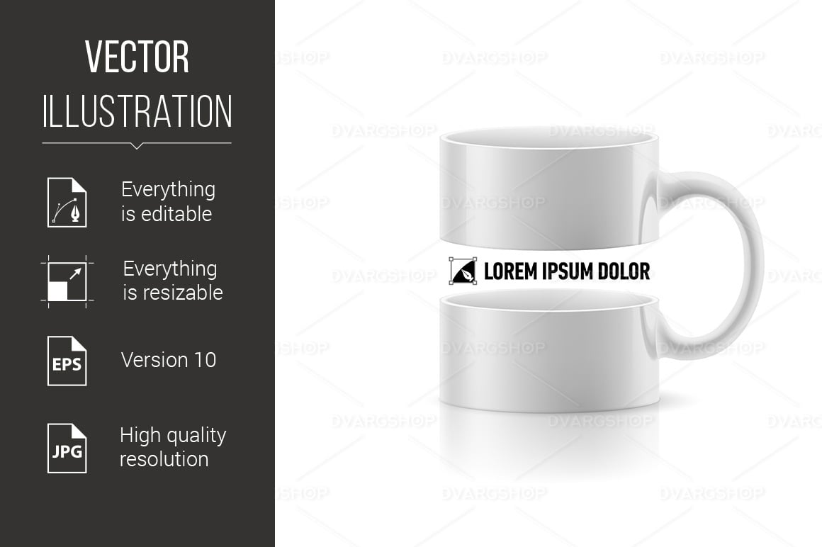 White Mug with Space in the Middle - Vector Image