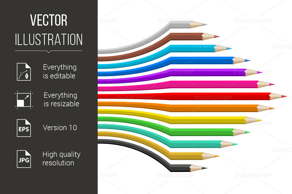 Crayons in Abstract Shape - Vector Image