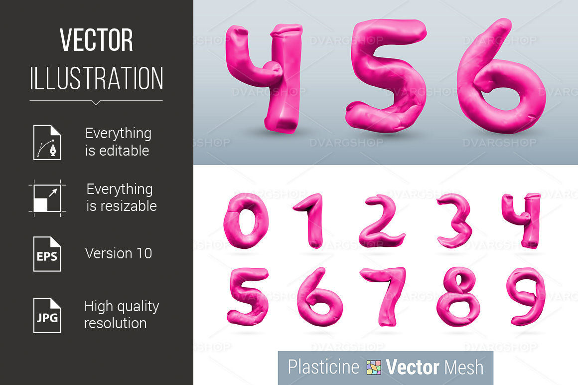 Set of Color Plasticine Figure - Vector Image
