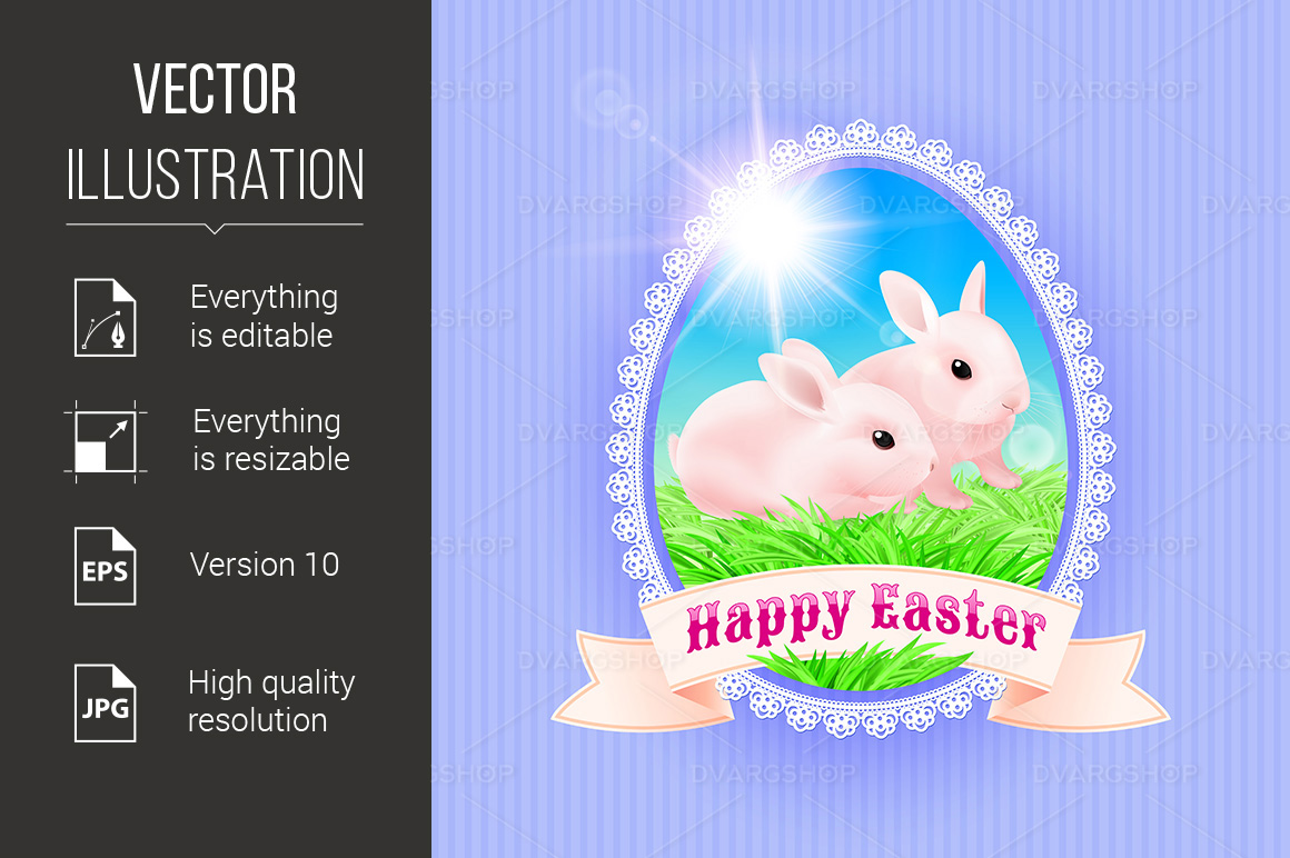 Greeting Card Happy Easter - Vector Image