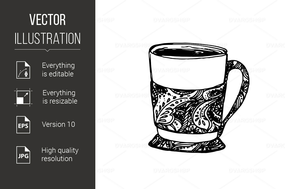 Hand Drawn Sketch of Tea Cup - Vector Image