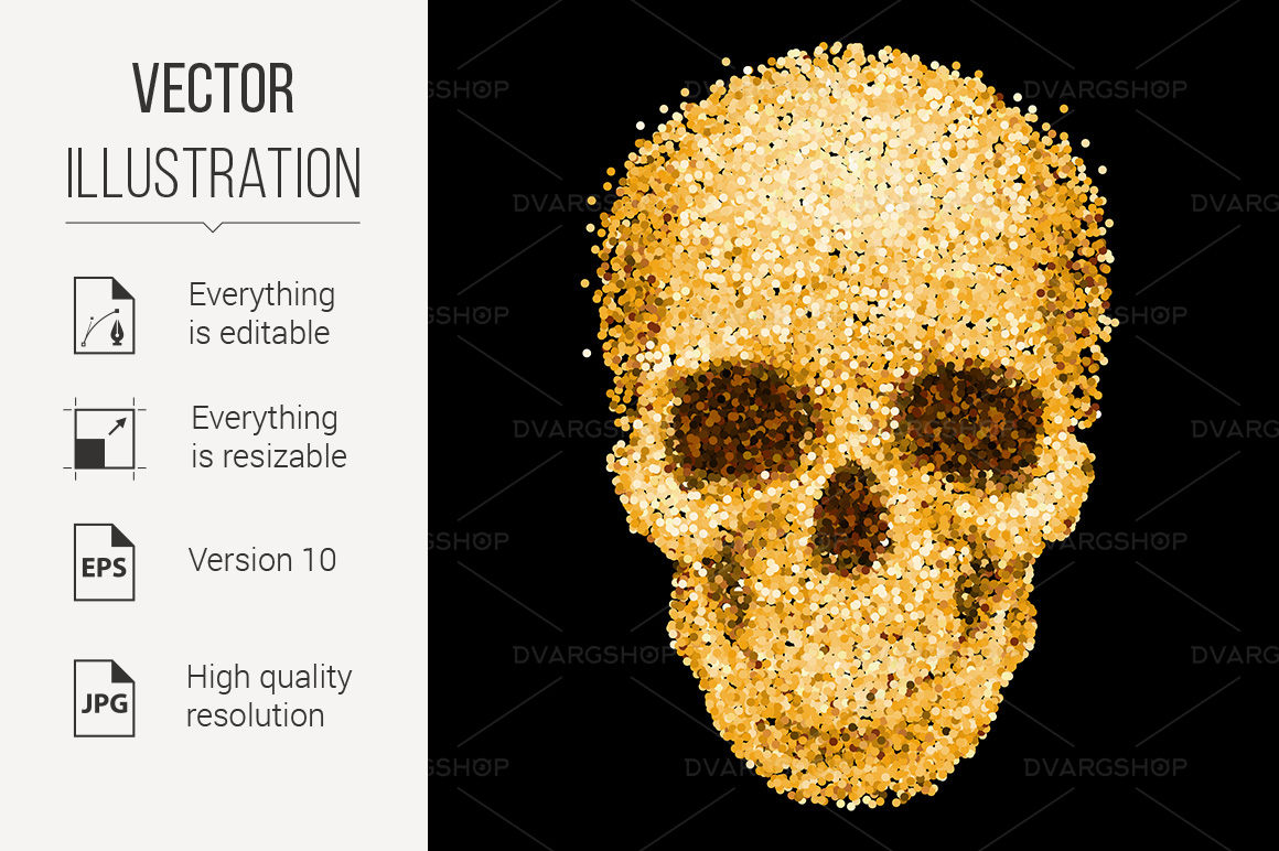 Golden Skull - Vector Image