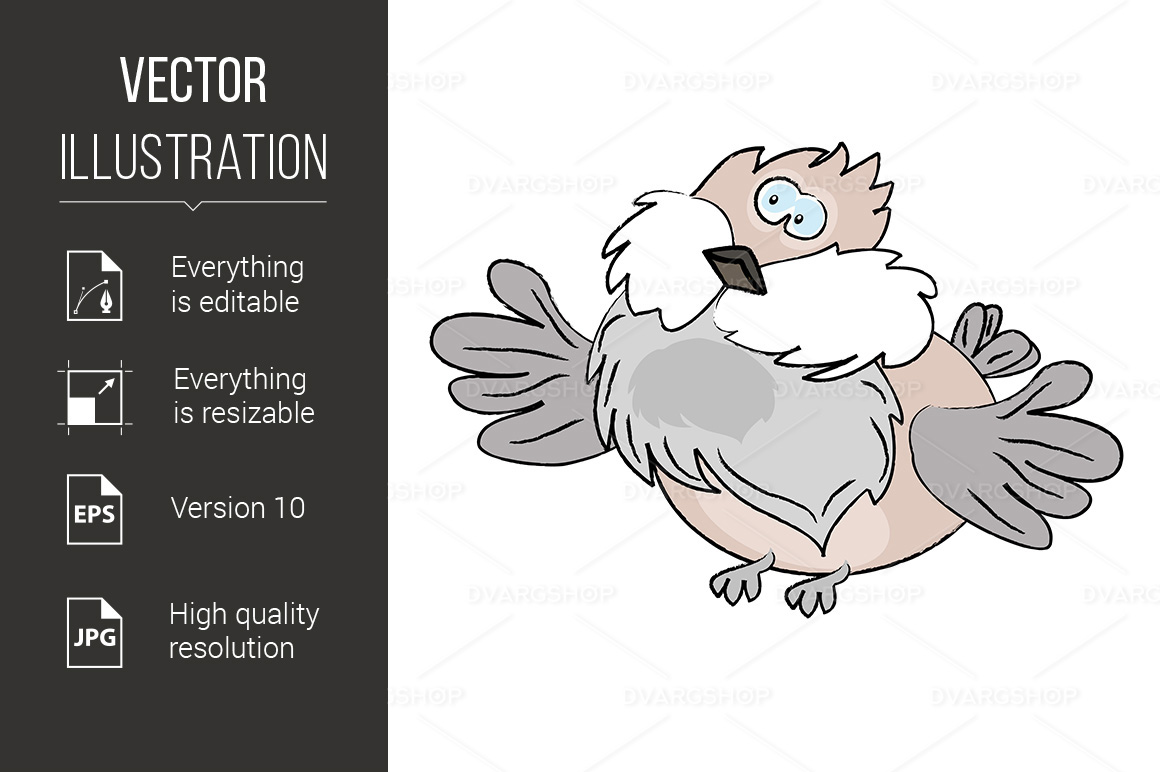 Cartoon Sparrow - Vector Image