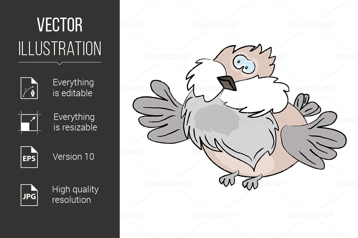 Cartoon Sparrow - Vector Image