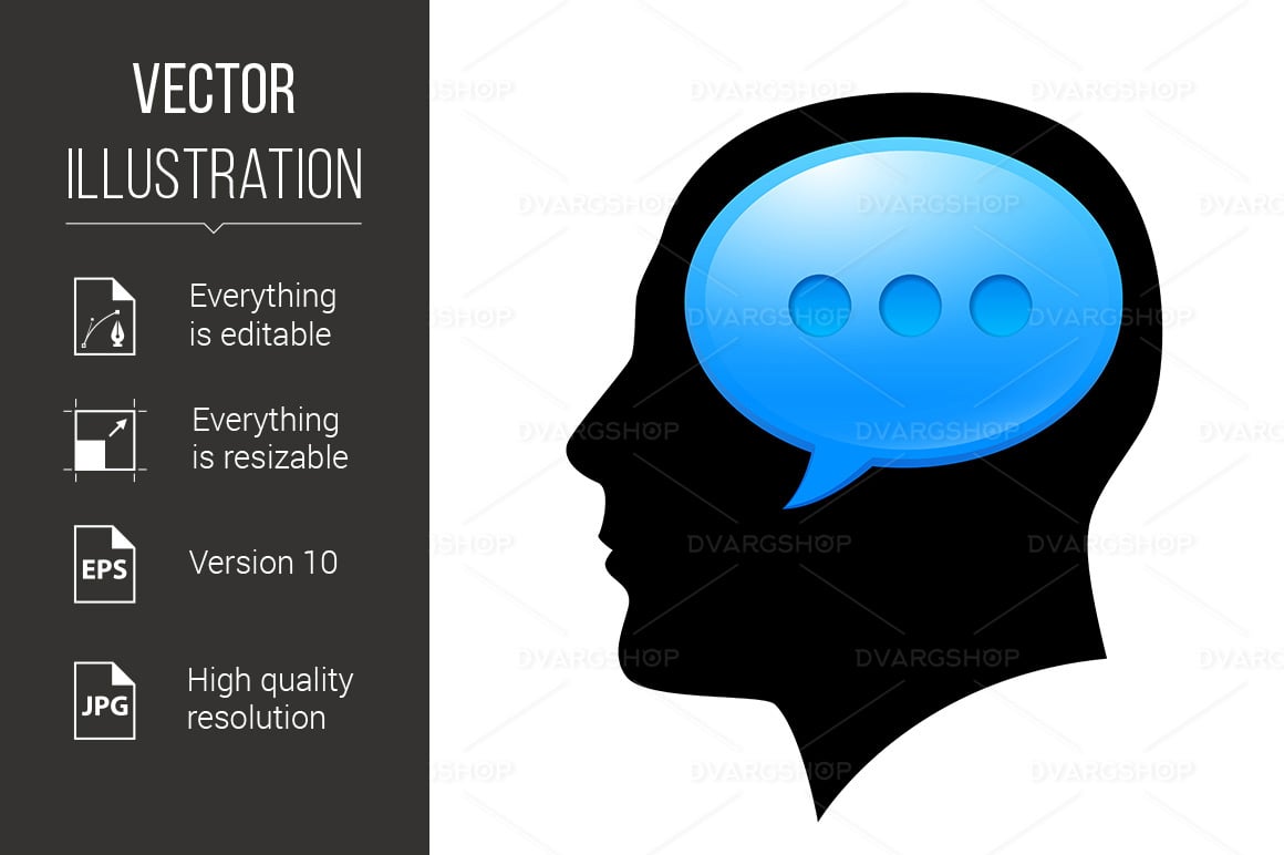 The Man in the Head with Sms - Vector Image