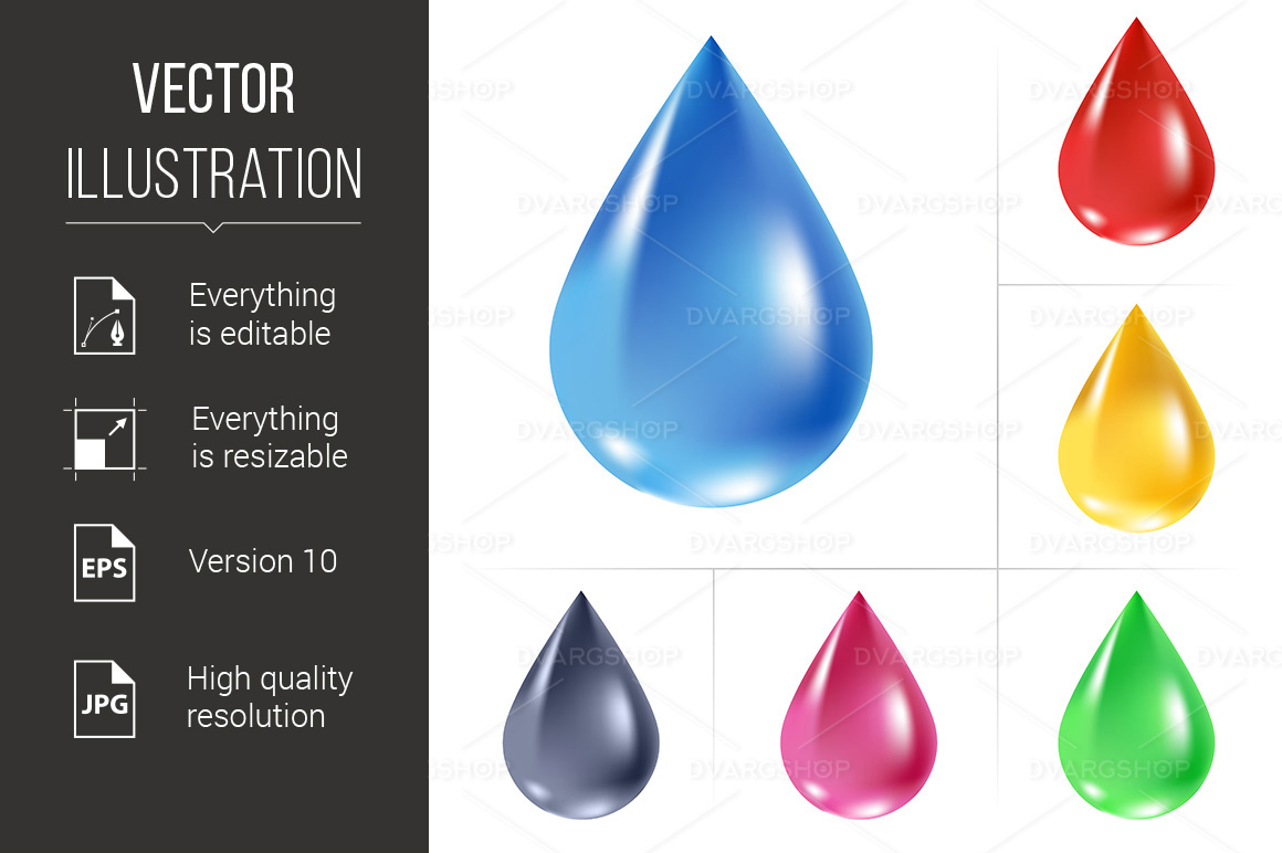 Set of water drops - Vector Image