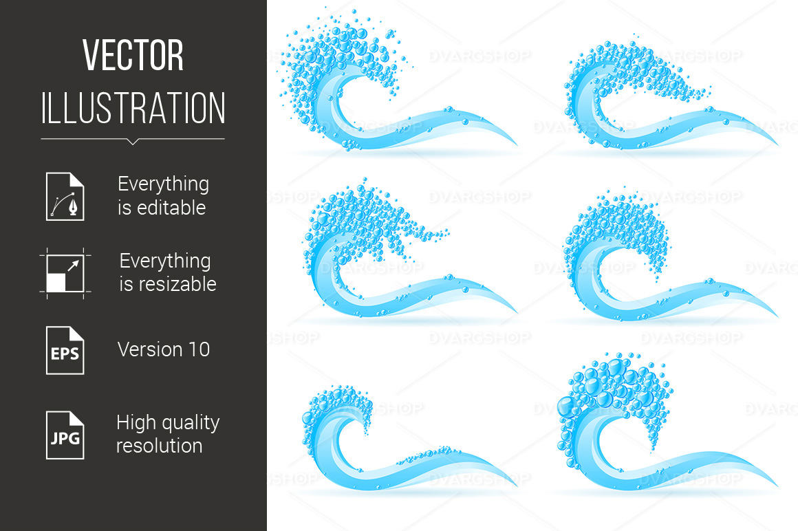 Cool Water Wave - Vector Image