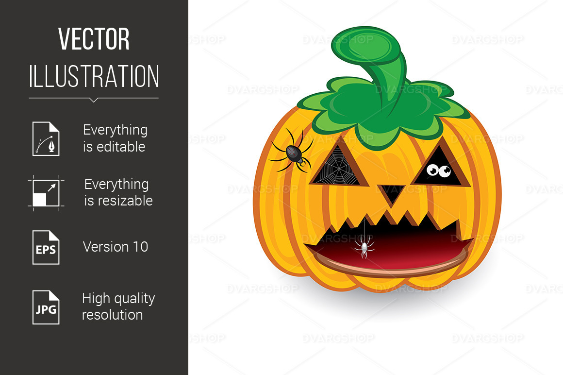 Halloween Pumpkin Isolated on a White Background - Vector Image