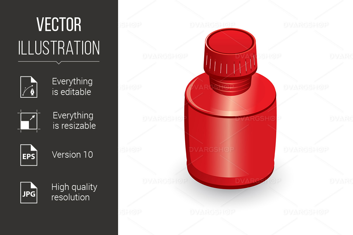 Medical Bottle of Red - Vector Image