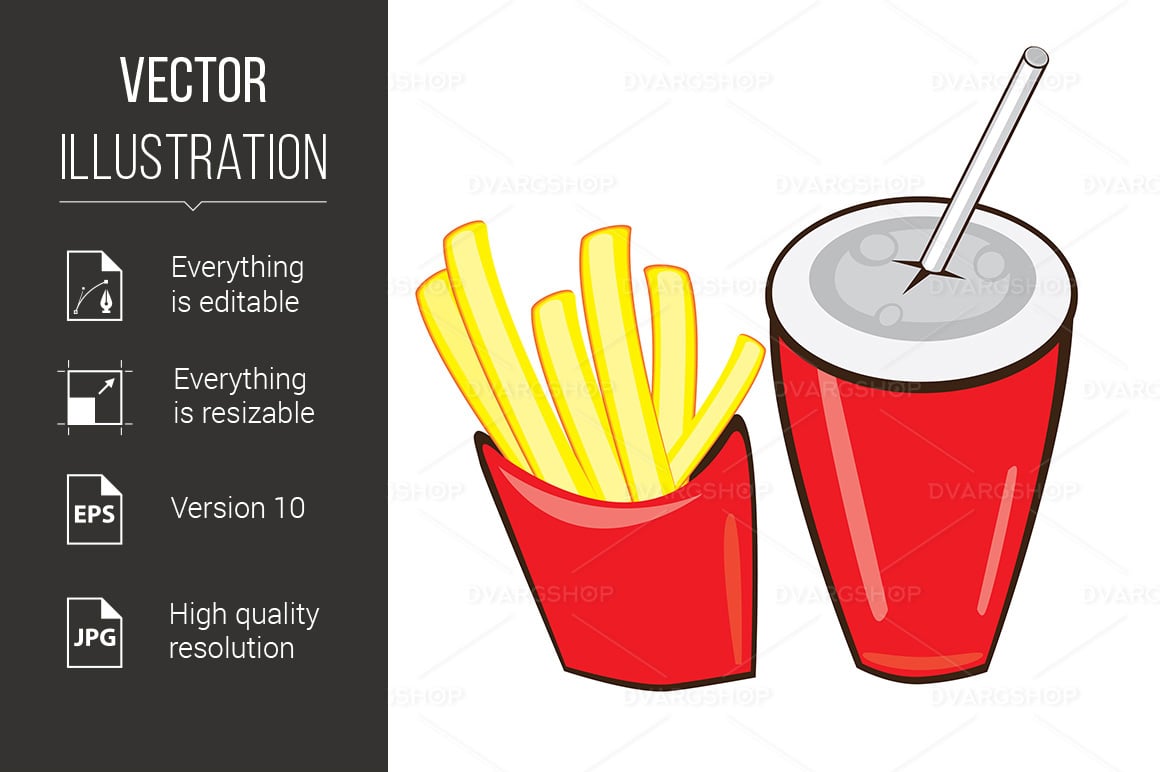 Drink And French Fries - Vector Image