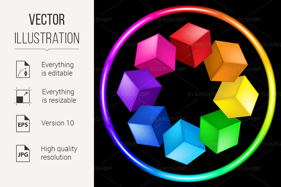 Illustration of Cubes and Ring - Vector Image