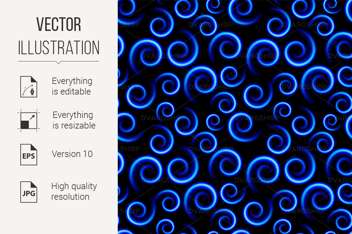 Seamless Texture of Abstract Blue Swirls - Vector Image