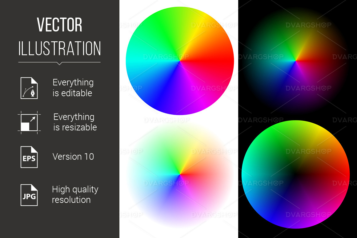 Set of Wheels in Rainbow Colors - Vector Image