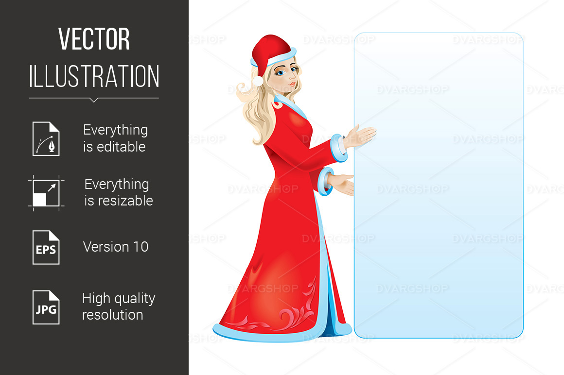 Snow maiden with white blank - Vector Image