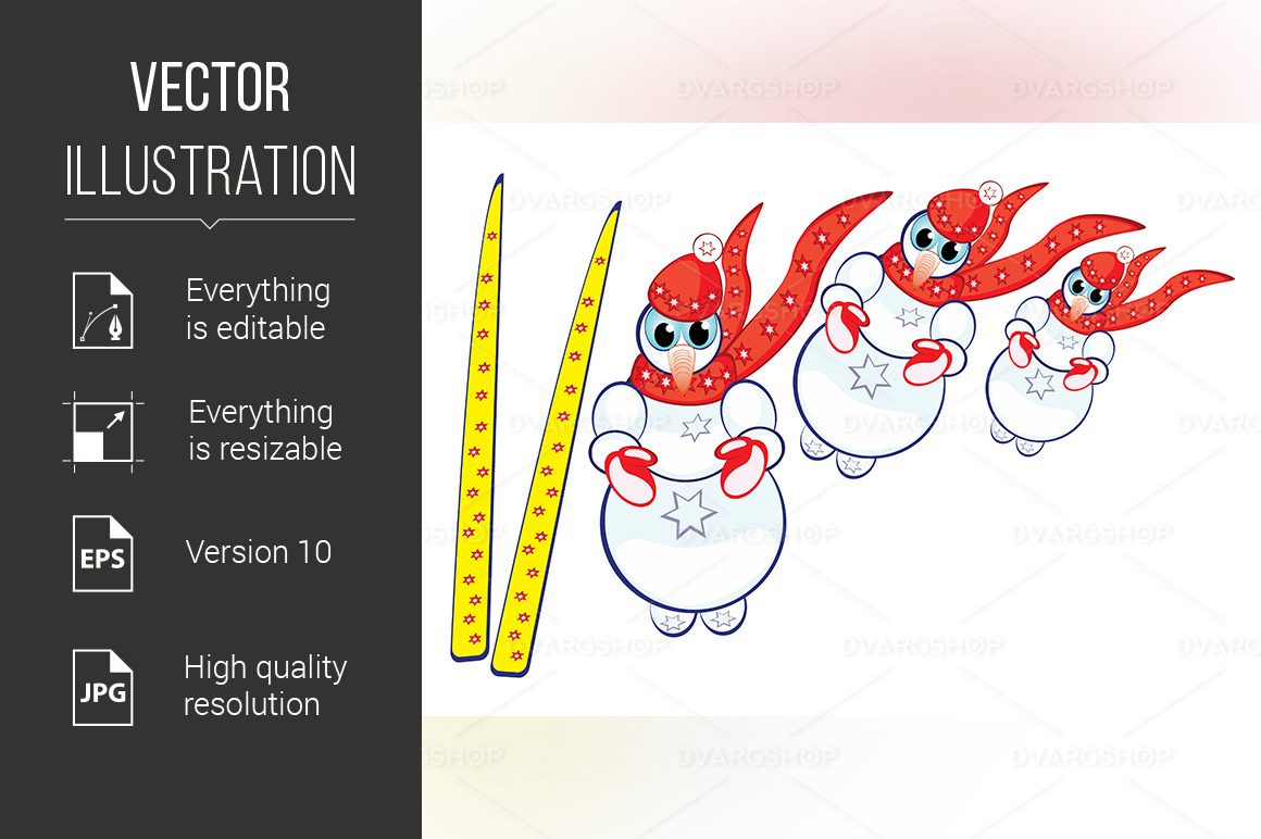 Snowmen - Vector Image