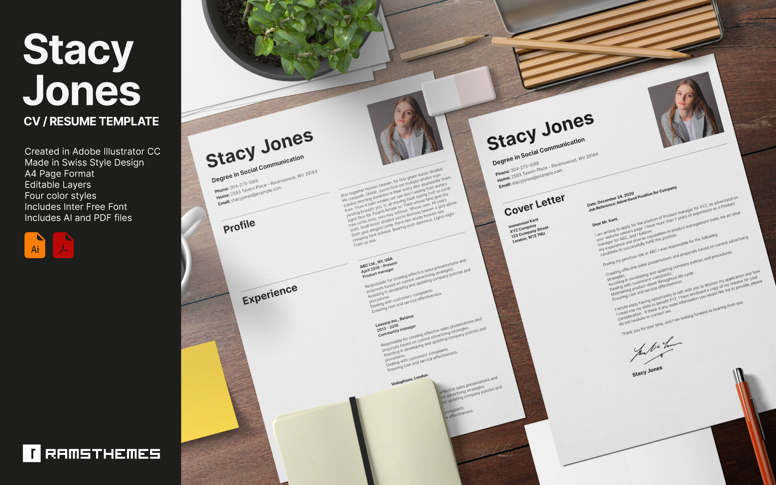 Stacy Jones - CV Resume Swiss Style Template