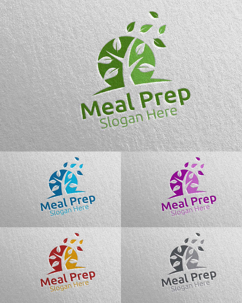 Tree Meal Prep Healthy Food 20 Logo Template