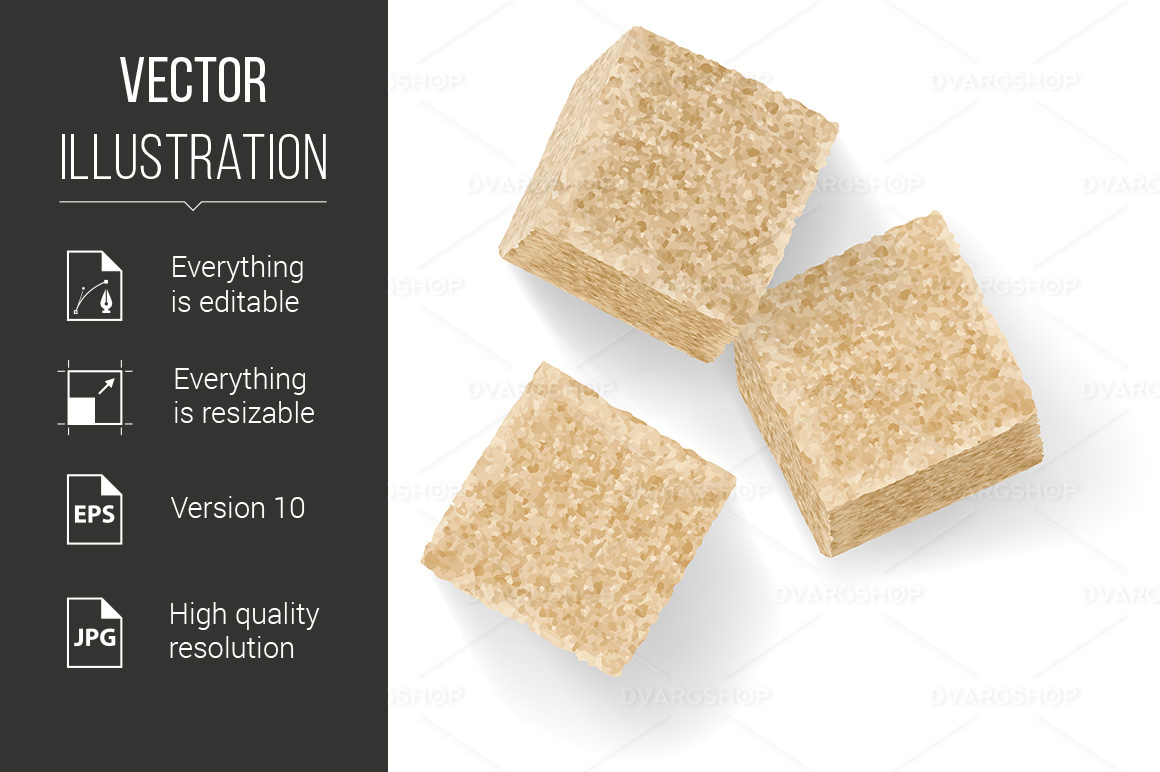 Brown Sugar Cubes - Vector Image