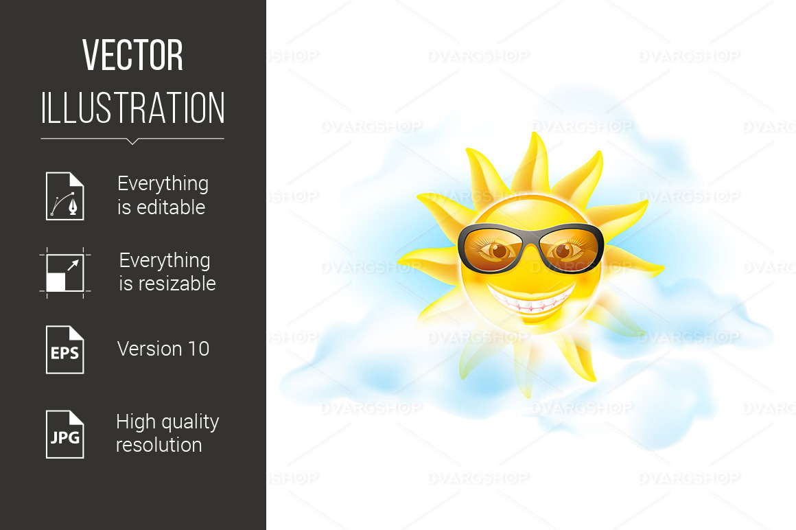 Cartoon Sun - Vector Image