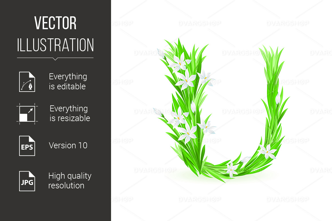 One Letter of Spring Flowers - Vector Image