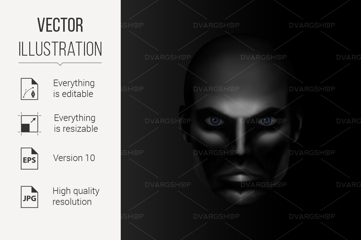 Serious Male Face - Vector Image