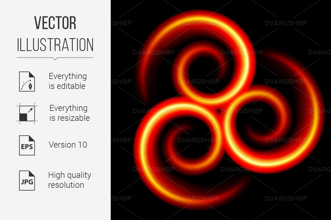 Three an Abstract Red Swirls - Vector Image